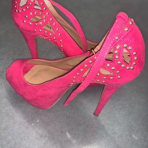 JustFab Hot Pink Heels Excellent Condition